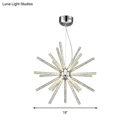 Modern silver crystal starburst chandelier pendant light 18-inch diameter Decorbites on Tampa Home & Garden Store