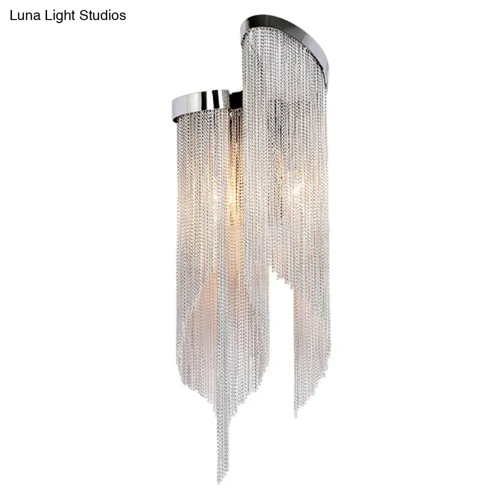 Silver Crystal Tassel Wall Light with chrome finish and crystal chains by Decorbites on Tampa Home & Garden Store