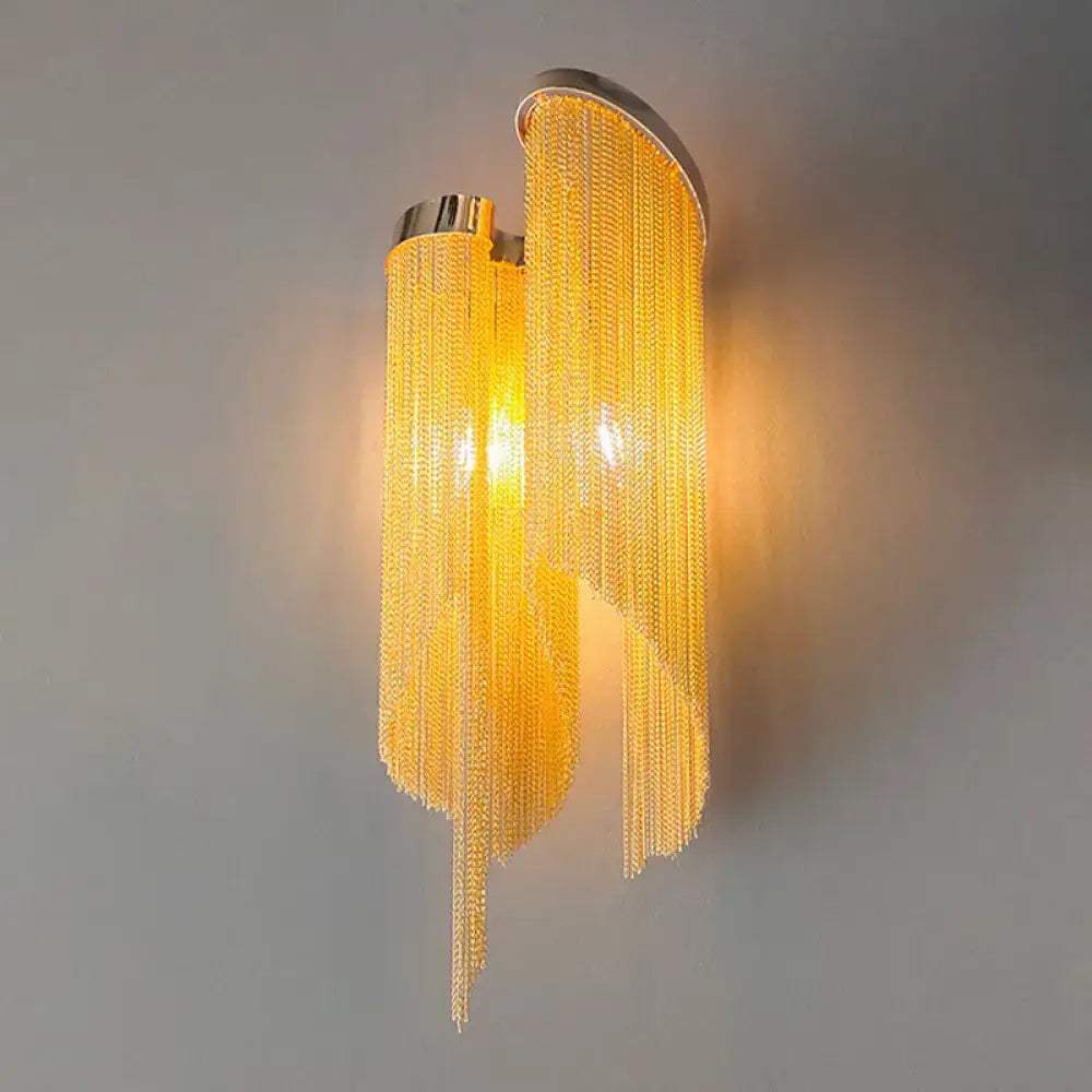 Silver Crystal Tassel Wall Light with crystal bead tassels and warm amber glow on Tampa Home & Garden Store