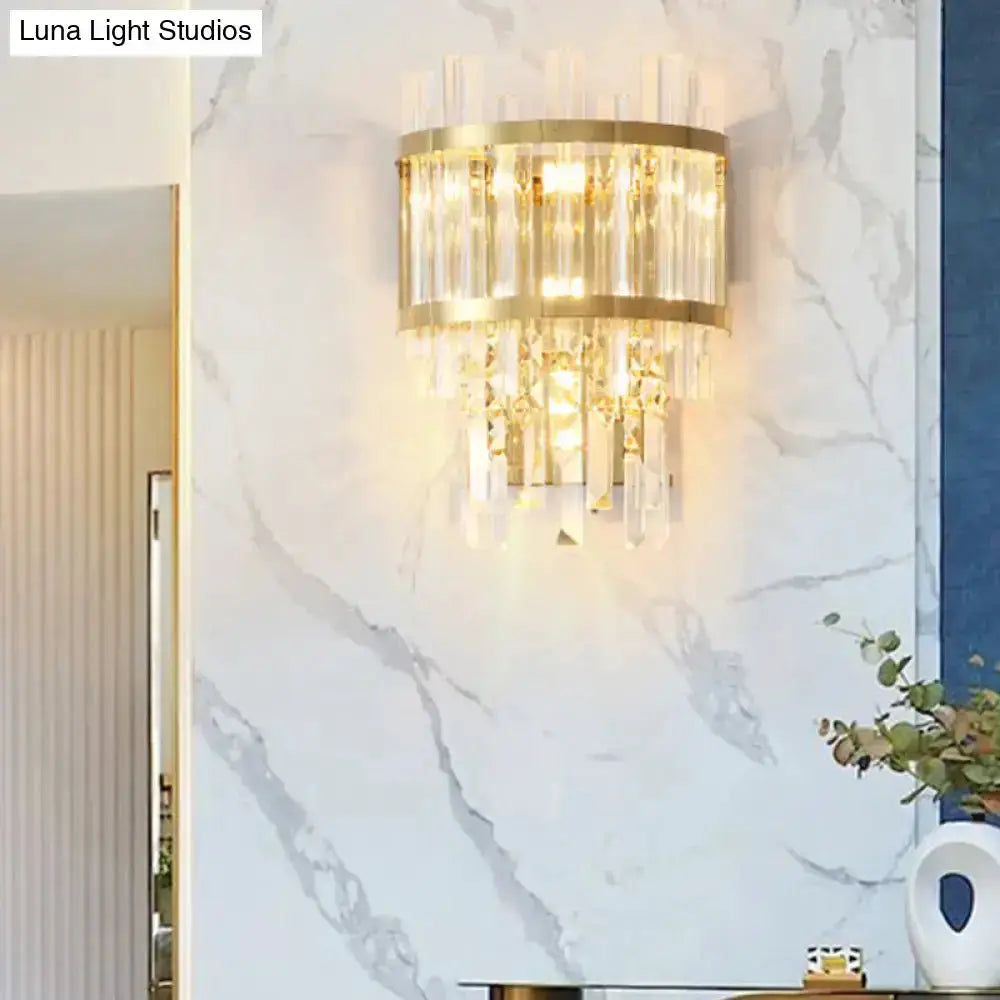 Modern silver crystal tiered wall mounted light fixture by Decorbites for dining rooms on Tampa Home & Garden Store
