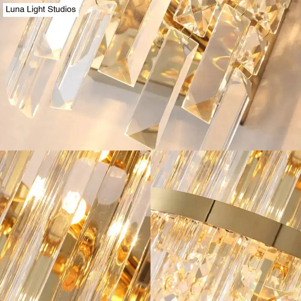 Modern silver crystal tiered wall-mounted dining fixture with rectangular prisms Decorbites on Tampa Home & Garden Store