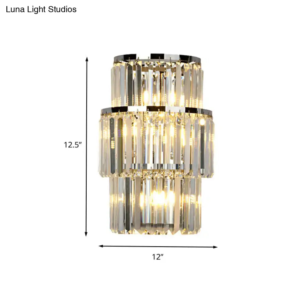 Silver crystal wall sconce radiant statement with two-tier prisms Decorbites home & garden on Tampa Home & Garden Store