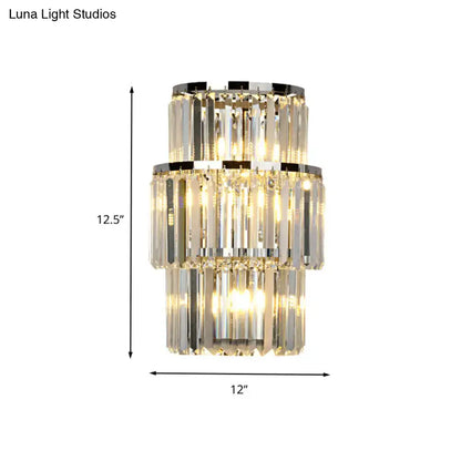 Silver crystal wall sconce radiant statement with two-tier prisms Decorbites home & garden on Tampa Home & Garden Store