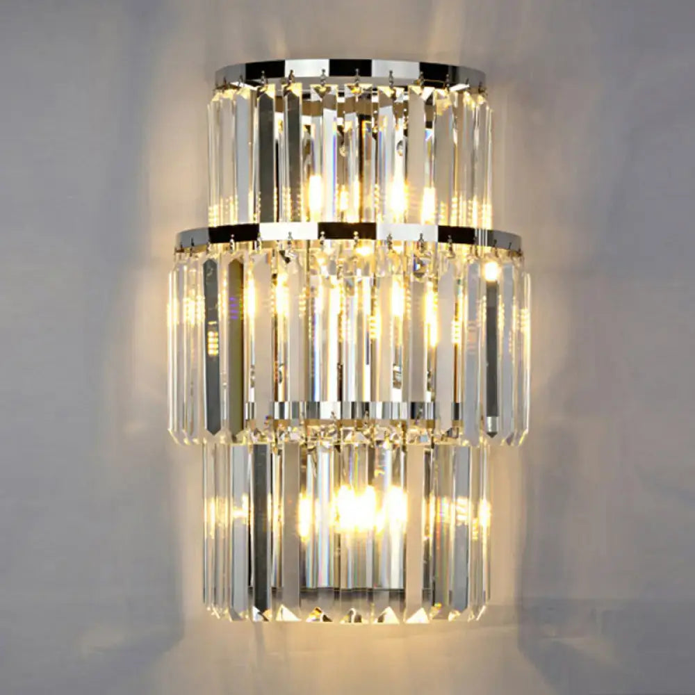 Decorbites silver crystal wall sconce with prism accents on Tampa Home & Garden Store