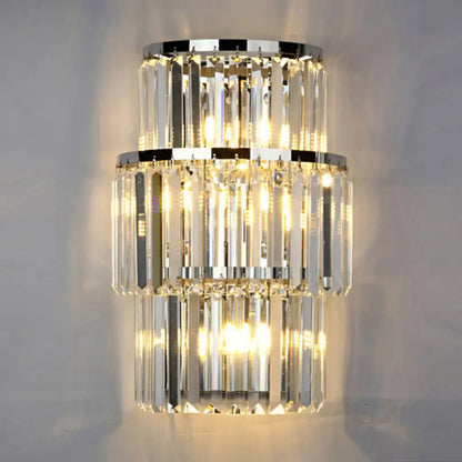 Decorbites silver crystal wall sconce with prism accents on Tampa Home & Garden Store