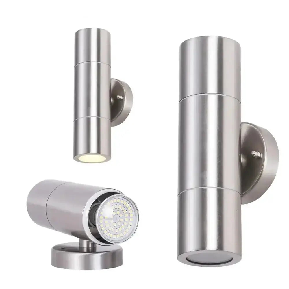 Modern silver cylindrical outdoor wall sconces Decorbites set of 3 on Tampa Home & Garden Store