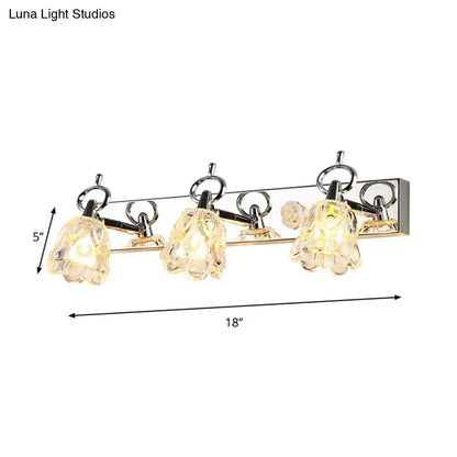 Decorbites Silver Glass Flower Light bar fixture with four flower shades, 18 inches long on Tampa Home & Garden Store
