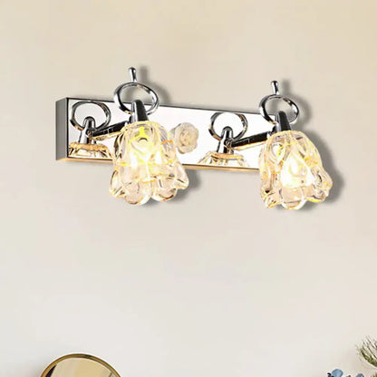 Silver Glass Flower Light by Decorbites, 2 crystal bloom shades, chrome finish on Tampa Home & Garden Store