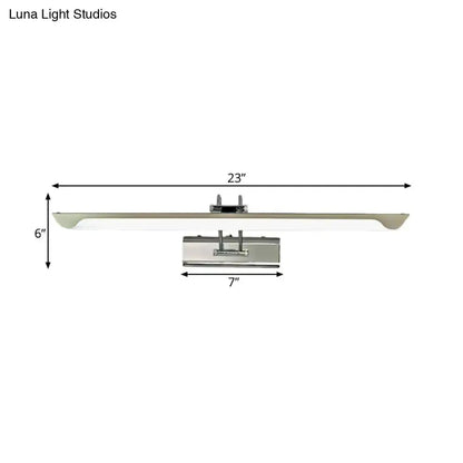 Silver Finish Linear Wall Mount Led Vanity Lamp