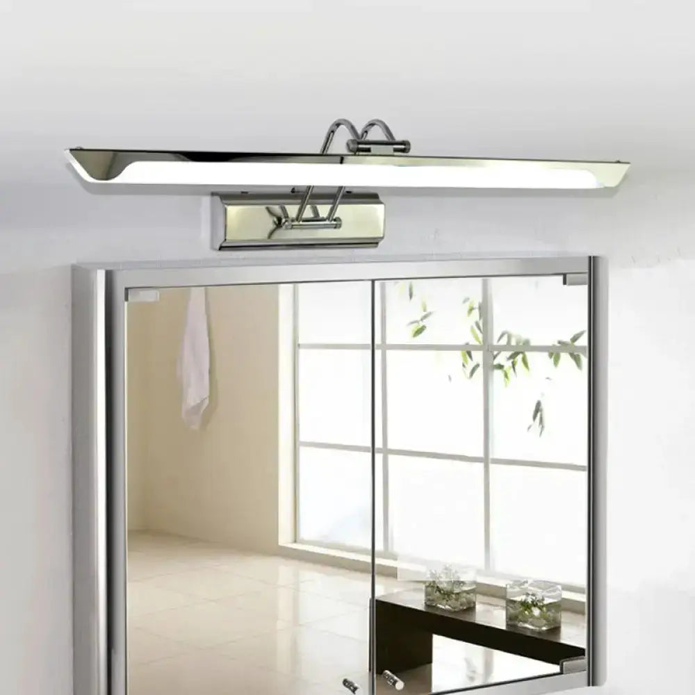 Silver Finish Linear Wall Mount Led Vanity Lamp