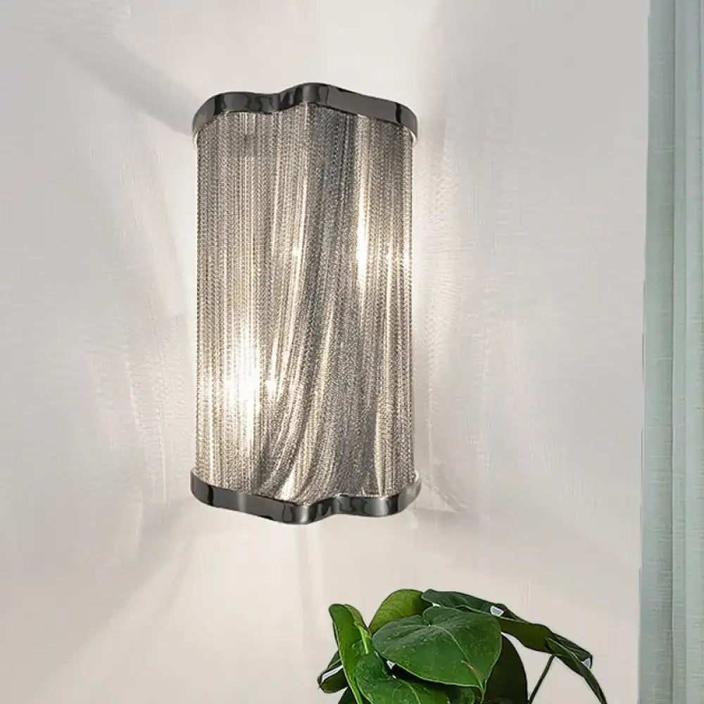 Decorbites silver tassel aluminum wall light with chain fringe, wall sconce on Tampa Home & Garden Store