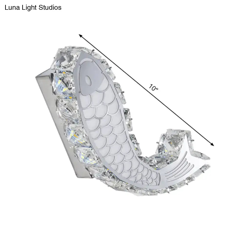 Silver Fish Crystal Sconce by Decorbites, crescent shape with crystal border, 10 in length on Tampa Home & Garden Store