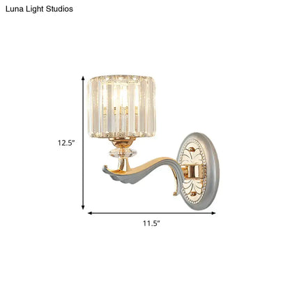 Decorbites silver crystal wall sconce 1-2 light with faceted crystal shade for bedroom on Tampa Home & Garden Store