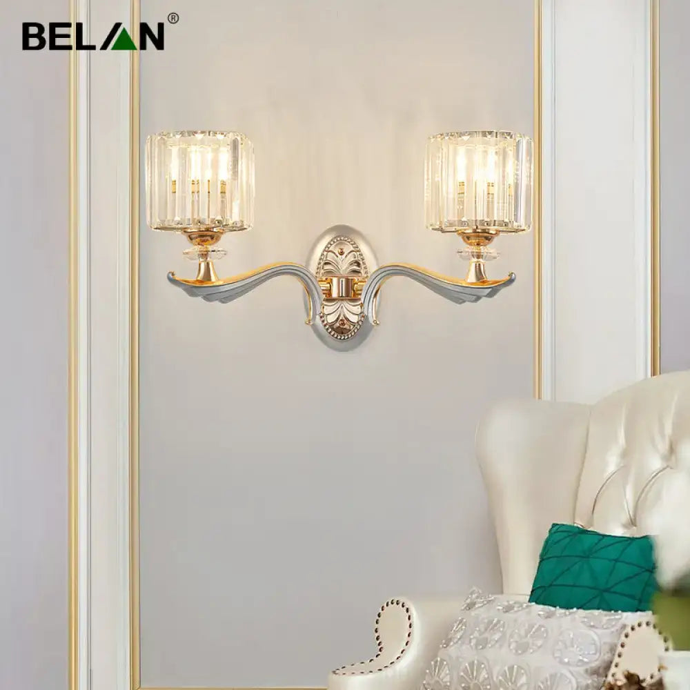 Silver crystal wall sconce 2-light with ornate backplate and curved arms by Decorbites BELAN on Tampa Home & Garden Store