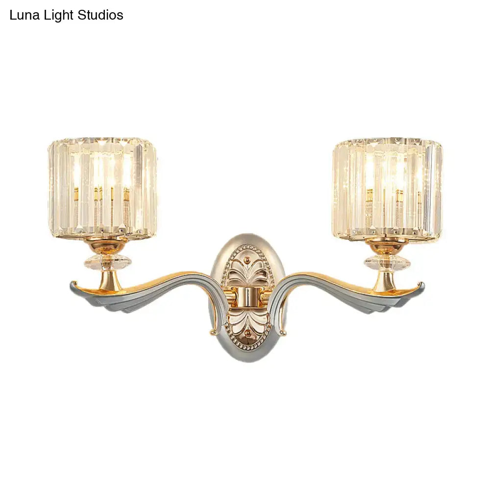 Decorbites silver crystal wall sconce 1-2 light dual-arm with crystal shades on Tampa Home & Garden Store