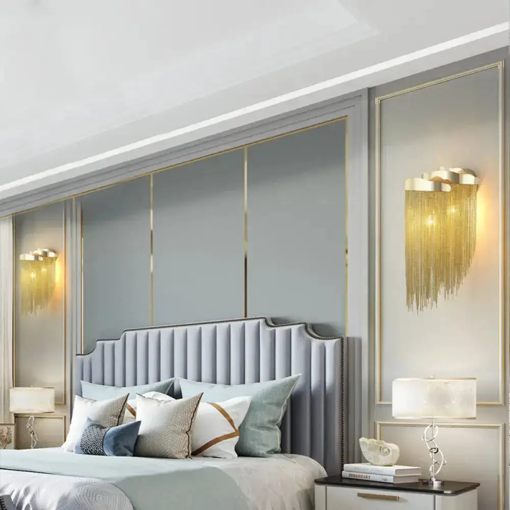Modern Tassel Design Wall Lamp In Silver and Gold