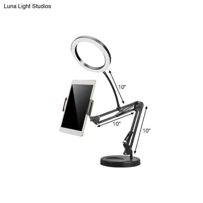 Modern Silver LED Phone Holder Desk Lamp