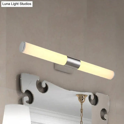 Chrome LED wall sconce with frosted acrylic tube and metal mount Decorbites on Tampa Home & Garden Store