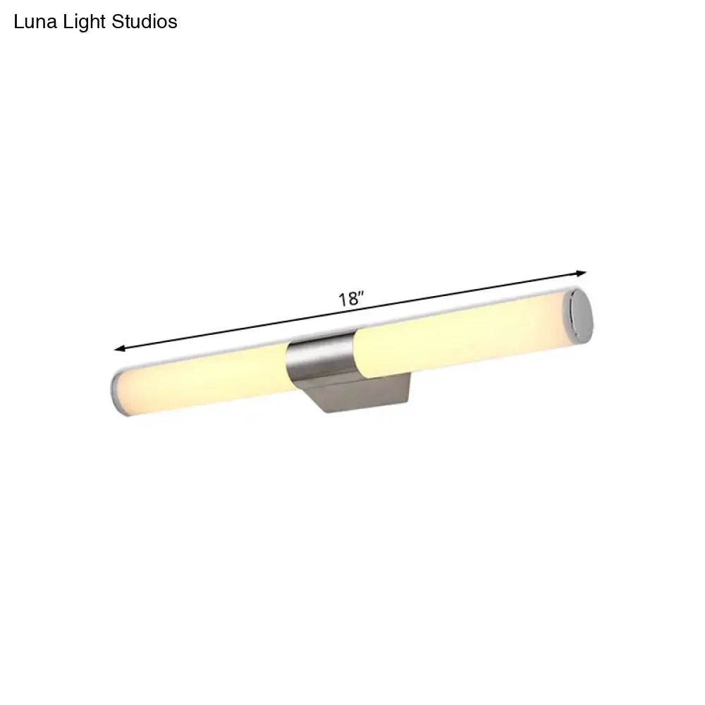 Chrome LED wall sconce with frosted acrylic tube and metal mount, 18 inches long Decorbites on Tampa Home & Garden Store