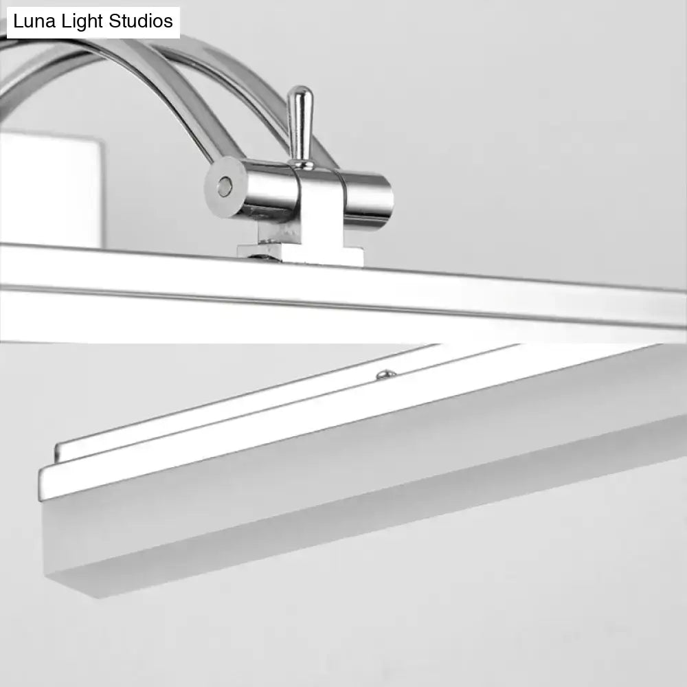 Modern silver linear LED wall light with acrylic shade for bathroom, warm white on Tampa Home & Garden Store
