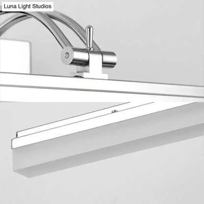 Modern silver linear LED wall light with acrylic shade for bathroom, warm white on Tampa Home & Garden Store