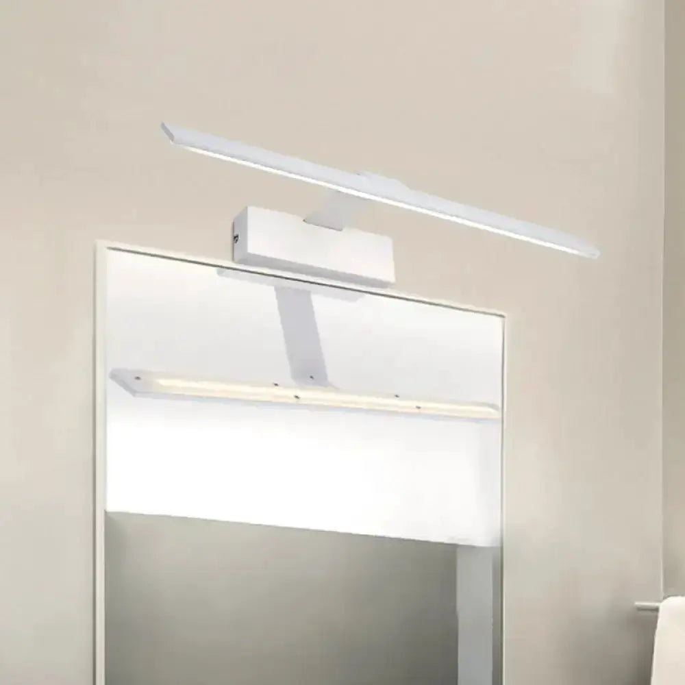 Decorbites modern silver minimalist LED vanity light above bathroom mirror on Tampa Home & Garden Store
