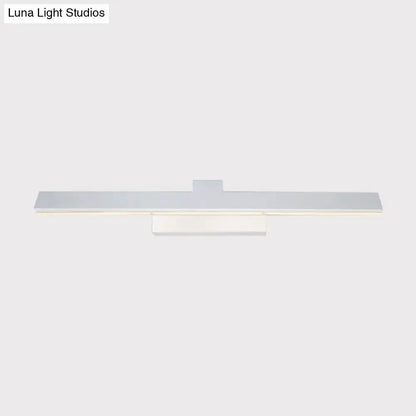 Modern silver minimalist LED vanity light fixture for bathroom, long linear bar by Decorbites on Tampa Home & Garden Store
