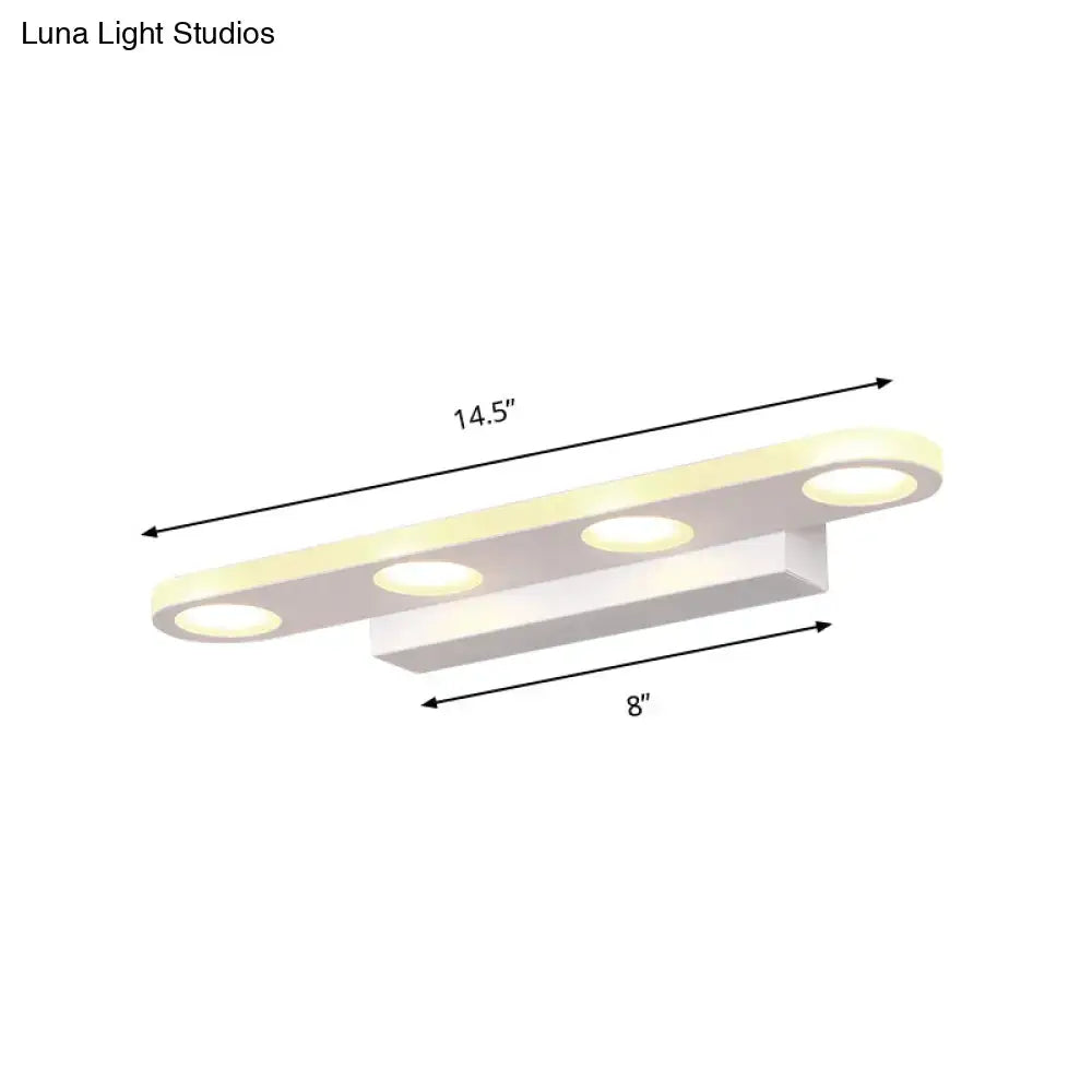 Silver Oblong LED Wall Light with four round LEDs and white mounting block Decorbites on Tampa Home & Garden Store