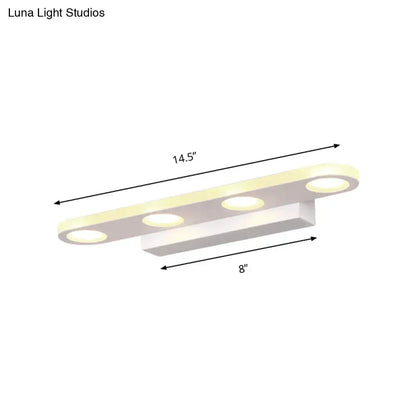 Silver Oblong LED Wall Light with four round LEDs and white mounting block Decorbites on Tampa Home & Garden Store