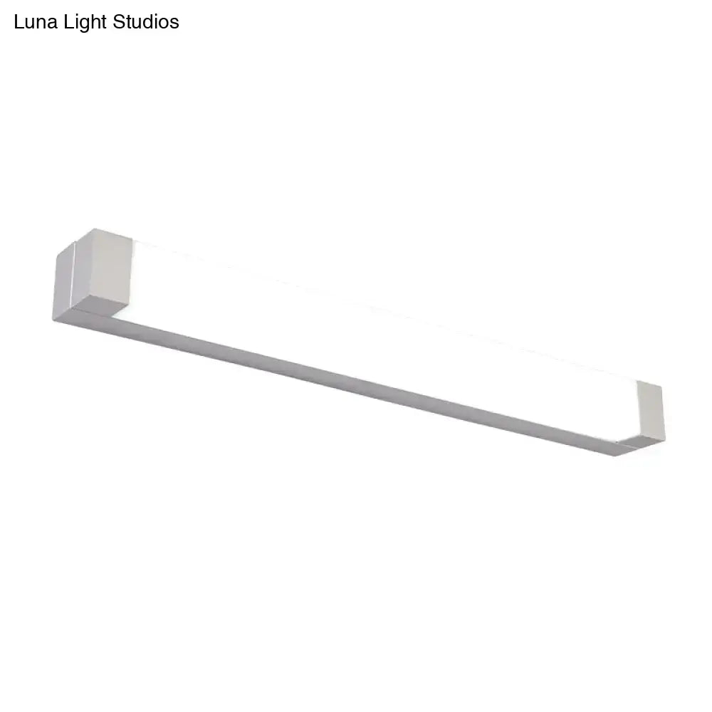 Silver rectangular vanity sconce, long LED bar, Decorbites on Tampa Home & Garden Store