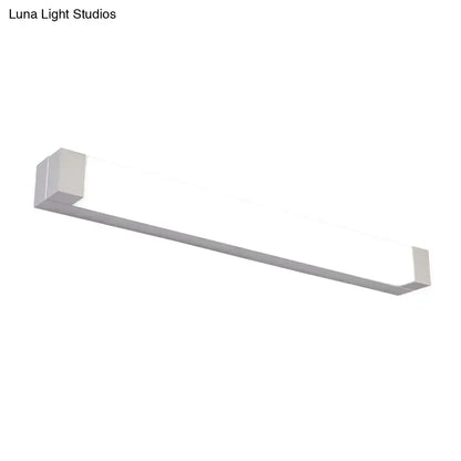 Silver rectangular vanity sconce, long LED bar, Decorbites on Tampa Home & Garden Store