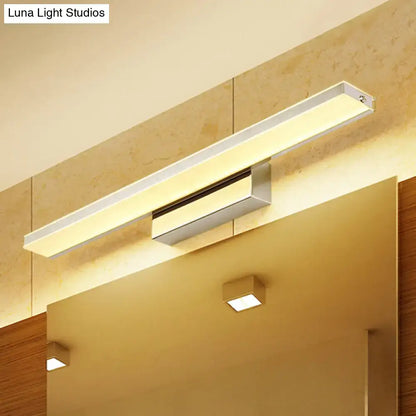 Silver Slim LED Sconce by Decorbites, wall-mounted bathroom vanity light with warm glow on Tampa Home & Garden Store