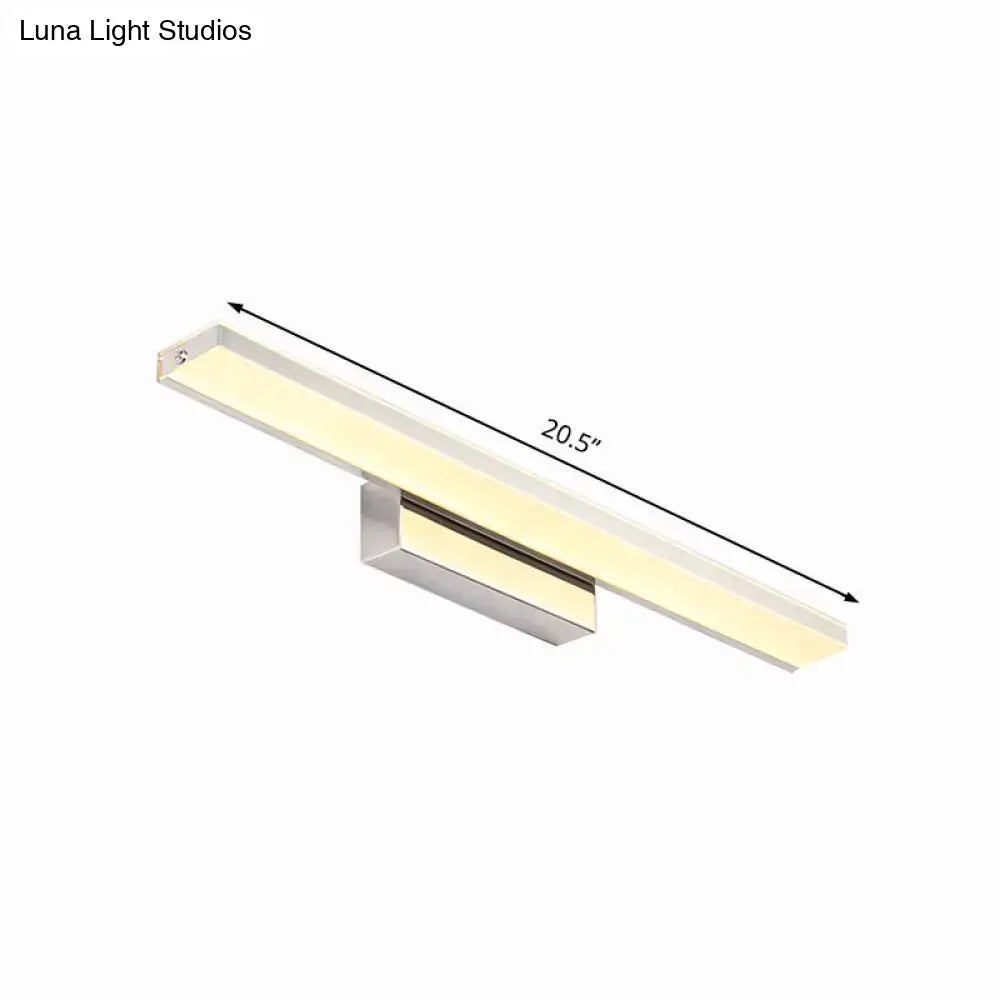 Silver Slim LED Sconce by Decorbites, chrome wall light with frosted bar, 20.5 inches long on Tampa Home & Garden Store
