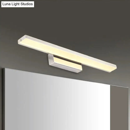 Silver Slim LED Sconce by Decorbites, wall-mounted modern silver bar light above mirror on Tampa Home & Garden Store