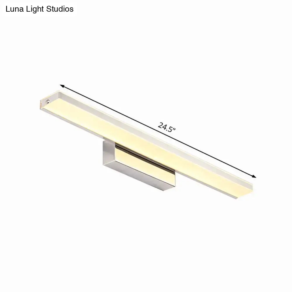 Silver Slim LED Sconce by Decorbites, chrome 24.5-inch wall light with warm glow on Tampa Home & Garden Store