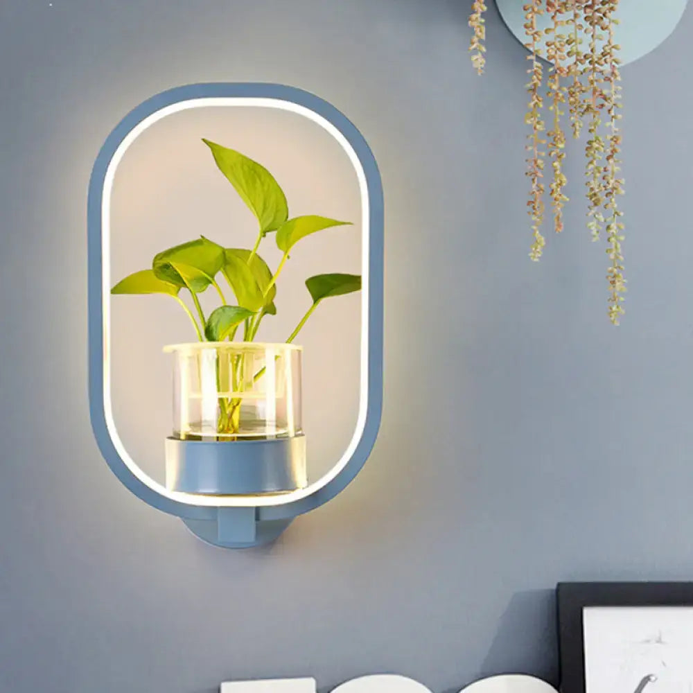 Modern silver wall light with plant pot, LED bedroom sconce by Decorbites on Tampa Home & Garden Store