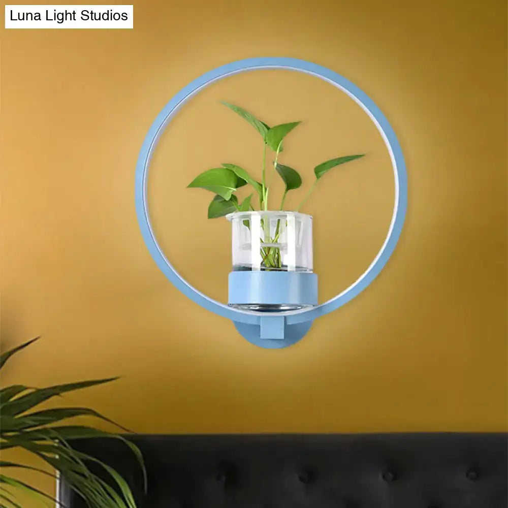 Modern silver wall light with plant pot LED sconce by Decorbites for bedroom on Tampa Home & Garden Store
