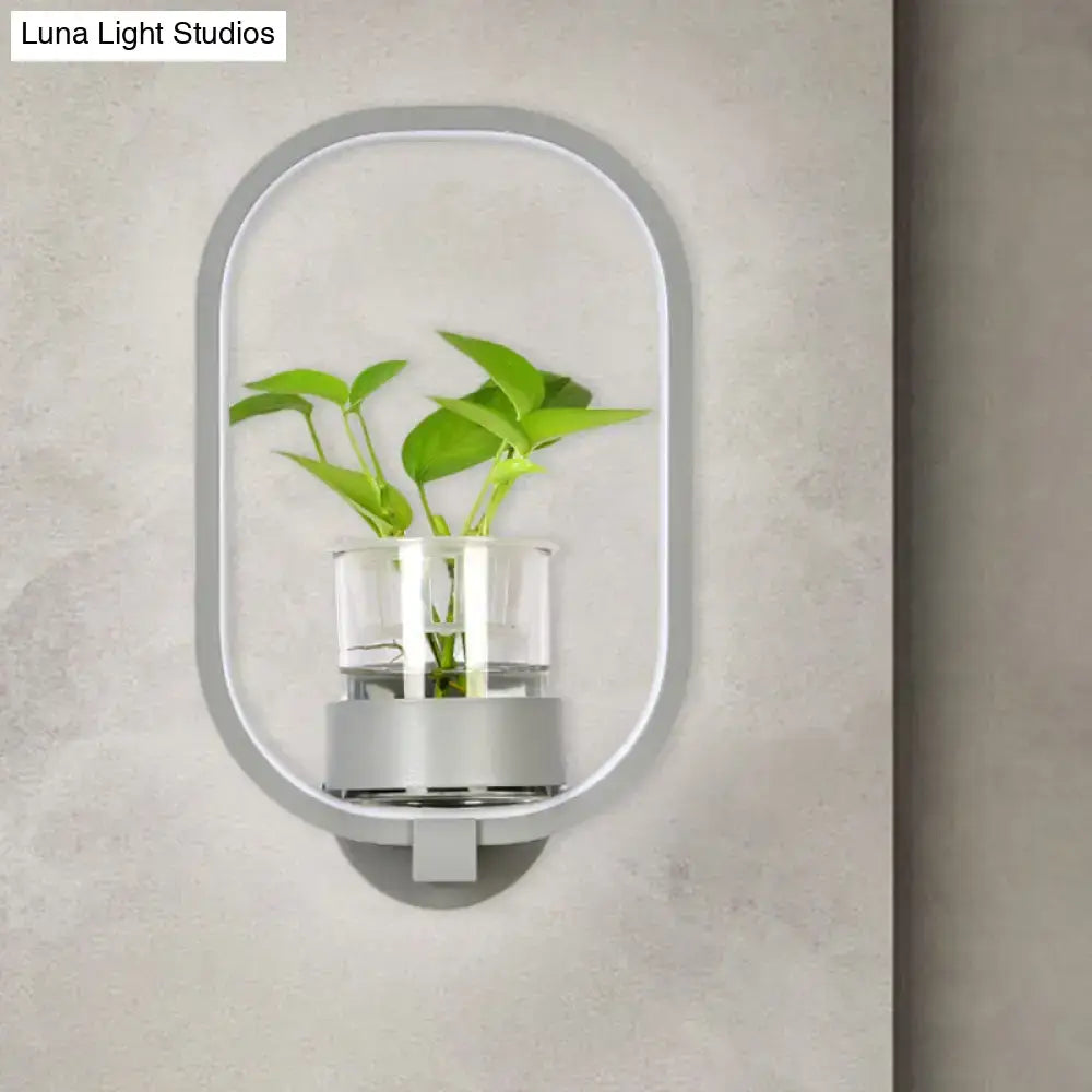 Modern silver wall light with plant pot LED bedroom sconce Decorbites on Tampa Home & Garden Store