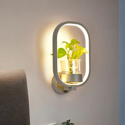 Modern silver wall light with plant pot LED sconce for bedroom by Decorbites on Tampa Home & Garden Store