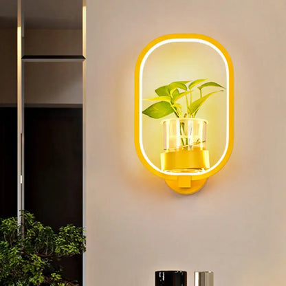 Modern wall light with plant pot in a yellow frame, LED sconce by Decorbites on Tampa Home & Garden Store
