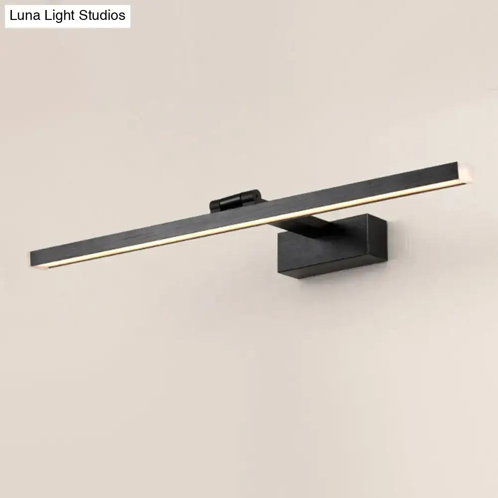Modern silver wood-grain metal linear vanity light with black wall mount Luna Light Studios on Tampa Home & Garden Store