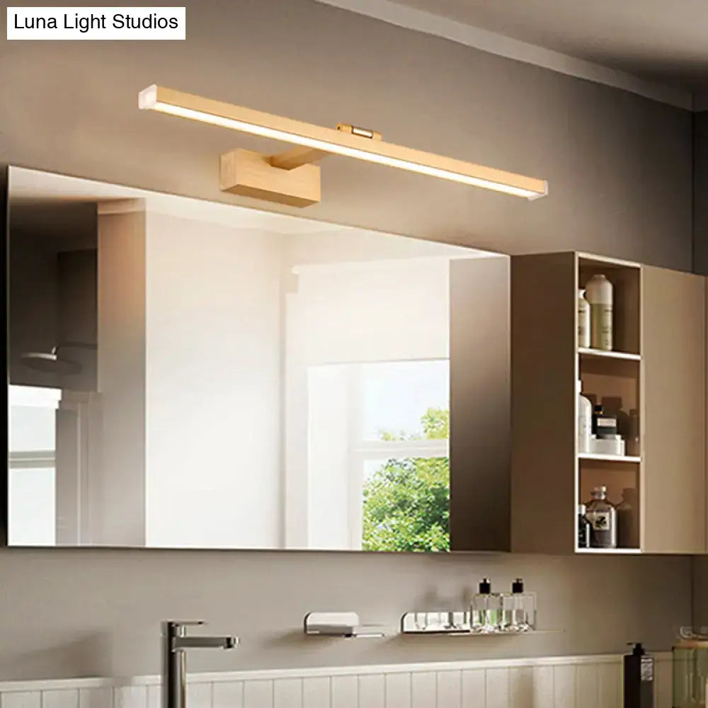 Modern silver woodgrain metal linear vanity mirror light fixture by Decorbites on Tampa Home & Garden Store