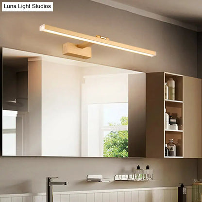 Modern silver woodgrain metal linear vanity mirror light fixture by Decorbites on Tampa Home & Garden Store
