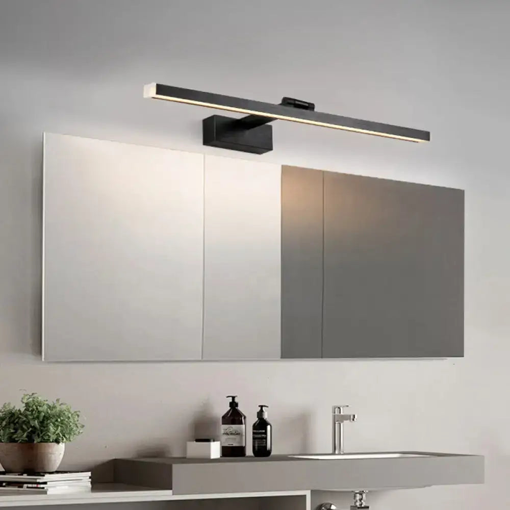 Modern silver wood grain metal linear vanity mirror light Decorbites bathroom on Tampa Home & Garden Store