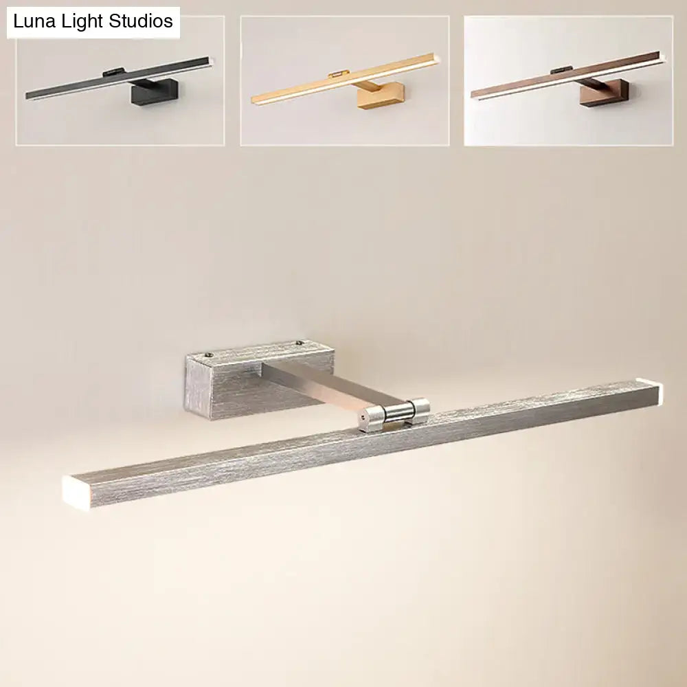 Decorbites modern silver wood grain metal linear vanity light for bathroom wall-mounted on Tampa Home & Garden Store