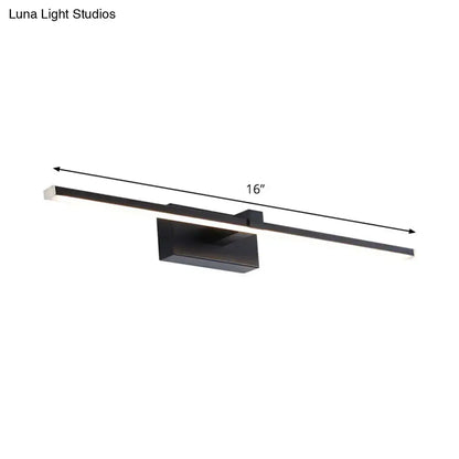 Black LED wall light with a slender 16 inch bar and rectangular mounting base on Tampa Home & Garden Store