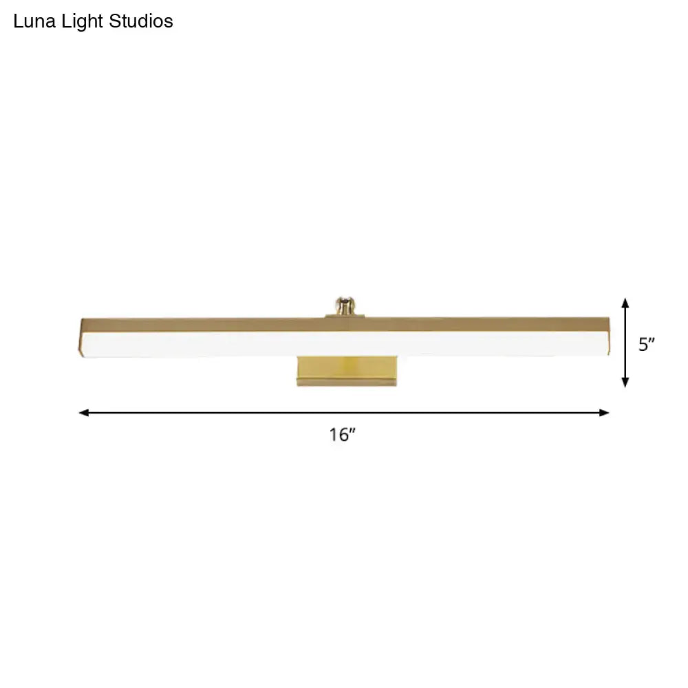 Brass LED wall light bar with white diffuser, 16in wide, 5in tall on Tampa Home & Garden Store