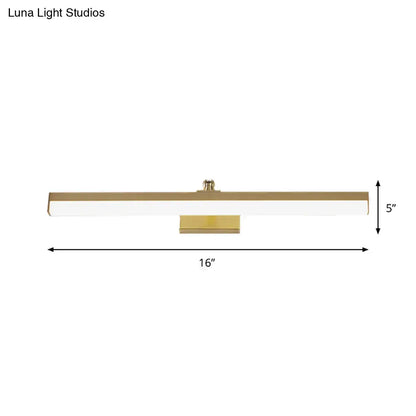 Brass LED wall light bar with white diffuser, 16in wide, 5in tall on Tampa Home & Garden Store
