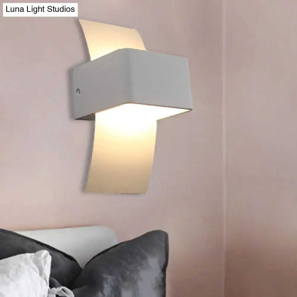 White LED warm compact sconce with gray housing and gold curved backplate by Decorbites on Tampa Home & Garden Store