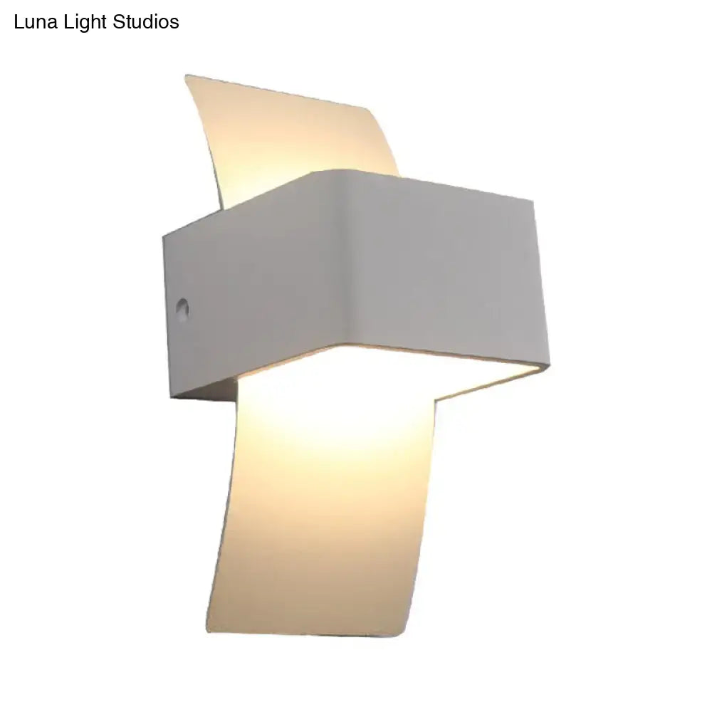 White LED Warm Compact Sconce Decorbites rectangular wall light with curved frosted panels on Tampa Home & Garden Store